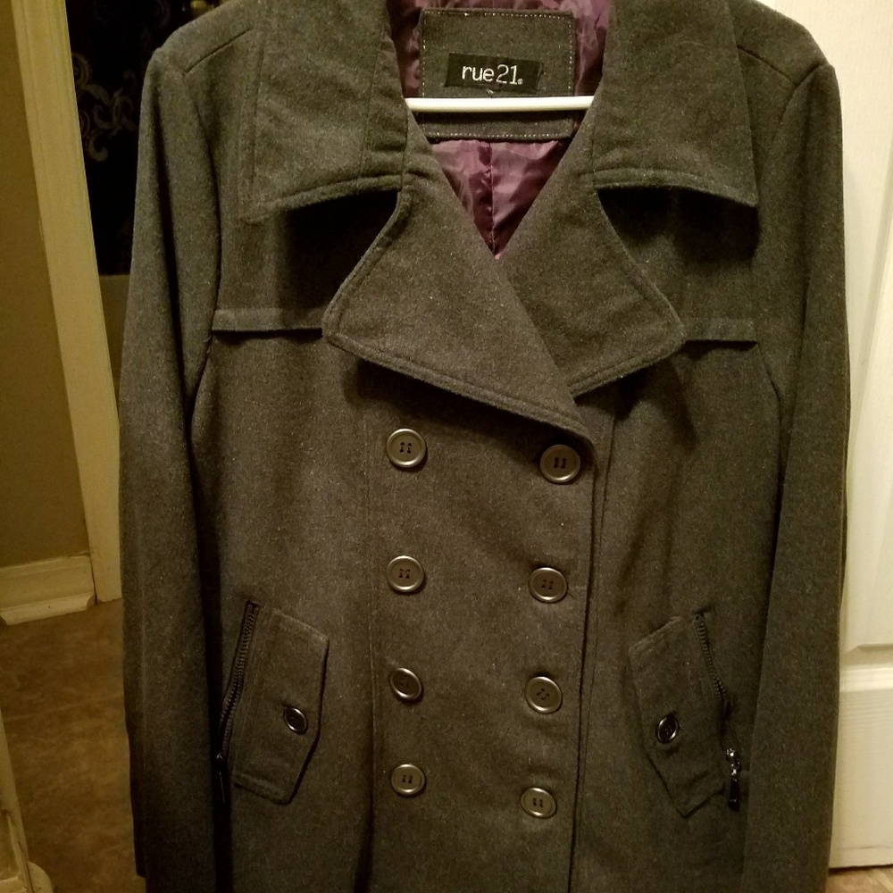 Rue 21Charcoal Grey Pea Coat as XL